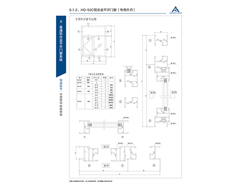HQ-50C鋁合金平開門窗（專用外開）