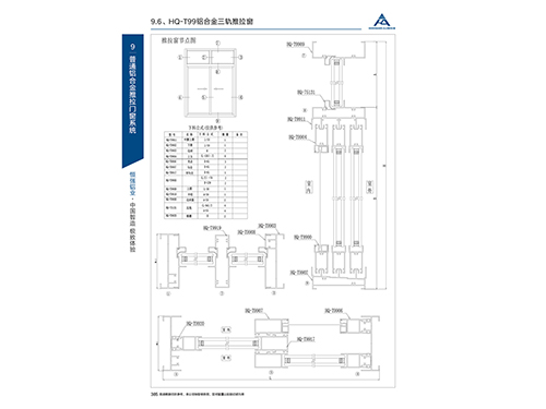 HQ-T99鋁合金三軌推拉窗